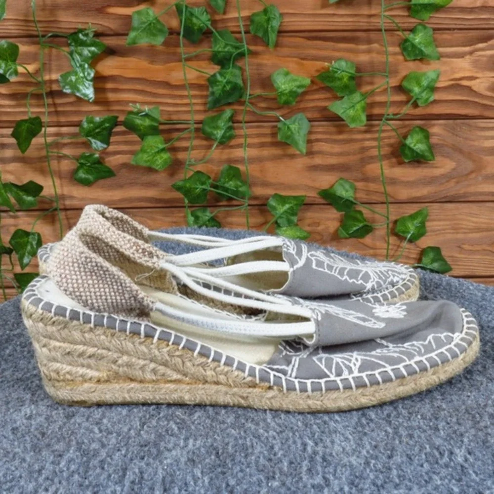 Montego Bay Club Womens‎ Espadrille Wedge Sandals Size 7.5 Gray Canvas
